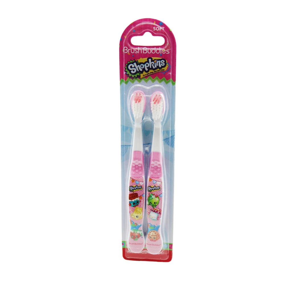 4 Packs kIds Toothbrush Brush Buddies 2 Piece Shopkins Toothbrush